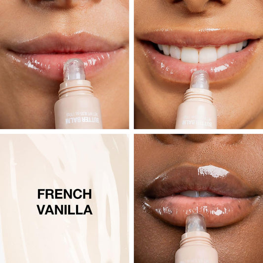 Palladio Butter Balm - Hydrating Lip Balm with Sheer Tint, Aloe, Peptides, Shea Butter, and Vegan Formulation for Instant Moisture, Shine, and Soothing Lip Care, French Vanilla