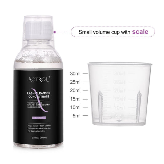 Eyelash Cleanser Concentrate 200ml Lavender Professional Lash Shampoo Foaming Cleanser Lash Wash Concentrate for Extensions Lashes with Salon Home Care-Makes 40 Bottles