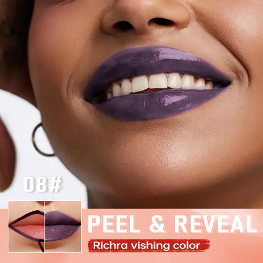 Plum Purple Peel Off Lip Gloss Masque,Lip Stain Peel Off Tattoo-Peel Off Lip Tint and Lip Oil 2-in-1,Long Lasting Waterproof Transfer-proof Lip Mask Lip Gloss Peel Off Lip Liner,for All Skin Type 08#