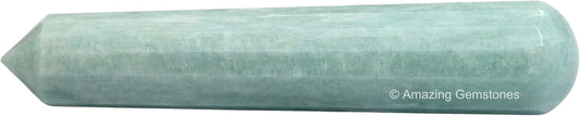 Amazing Gemstone Amazonite Crystal Wand Massage Stick - Pelvic Wand Gua Sha for Adults - Crystals and Healing Stones Massage Wands for Adults Gifts (Pointed)