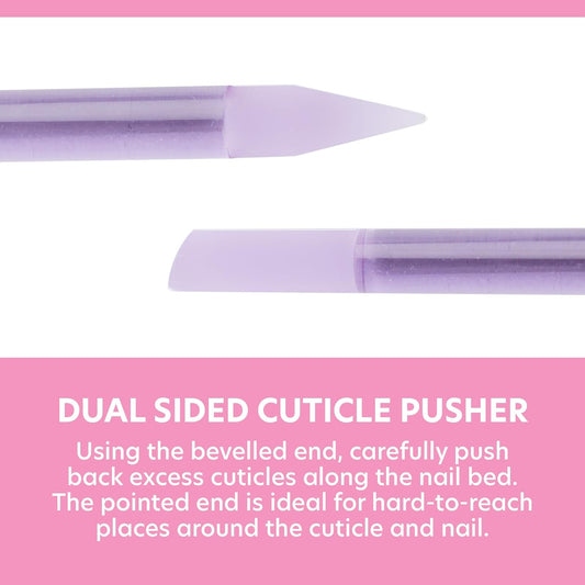Bona Fide Beauty Glass Cuticle Pusher - High Grit Purple Dual Ended Nail Care Tool with Pointed and Slanted End. Manicure Tool for Women