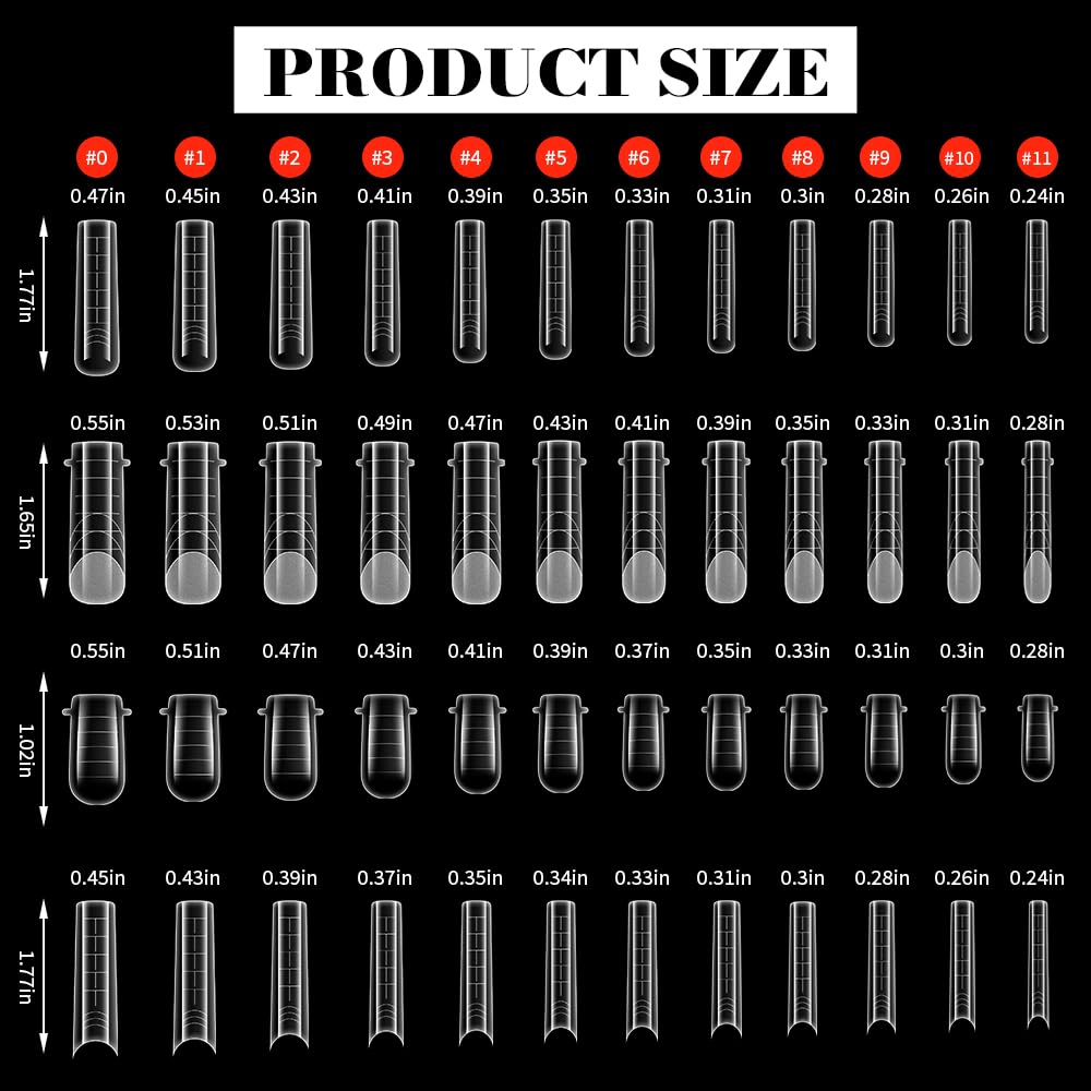 Nail Dual Forms for Poly Gel, 288PCS French Nail Forms, 8 Shapes, 12 Sizes Clear Poly Gel Nail Molds for DIY Nails Extension Kit for Salon-Quality Manicures at Home