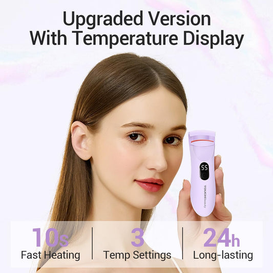 TOUCHBeauty Rechargeable Heated Eyelash Curler with LED Display, Featuring 3-Level Adjustable Temperature for a Natural, Long-Lasting Curl (Up to 24 Hours) AG-2316purple