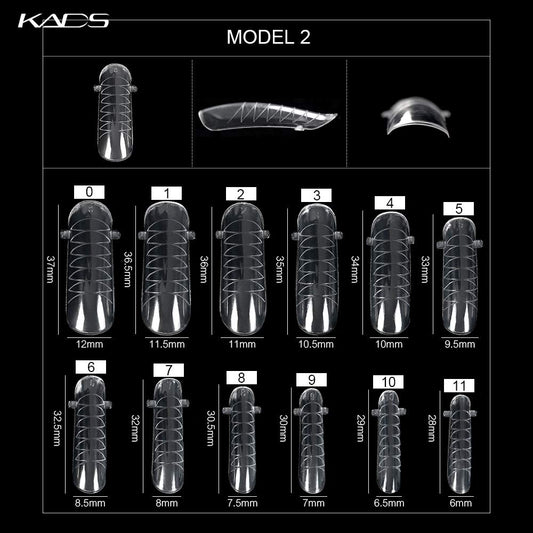 KADS 120PCS Clear Full Cover Dual Nail System Form UV Gel Acrylic Nail Art Mold Artificial Nail Tips with Scale for Extension (MODEL 2)