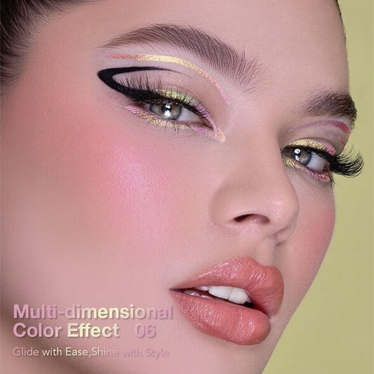 evpct Chameleon Duo Chrome Liquid Eyeliner, Iridescent Pink Glitter Metallic Shimmer Liquid Eyeliner, Multichrome Color Shift, Long Lasting Waterproof Eye Liner Eyeshadow Pencil Face Glitter Makeup