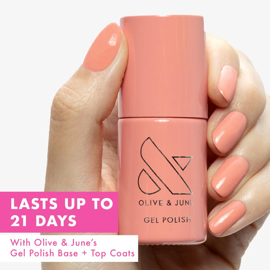 Olive & June Gel Polish | UV LED Nail Lamp Needed | Long Lasting Formula | Up to 21 Days of Wear | Damage-Free Removal | Salon-Quality Manicure, Pedicure at Home | CS | Coral