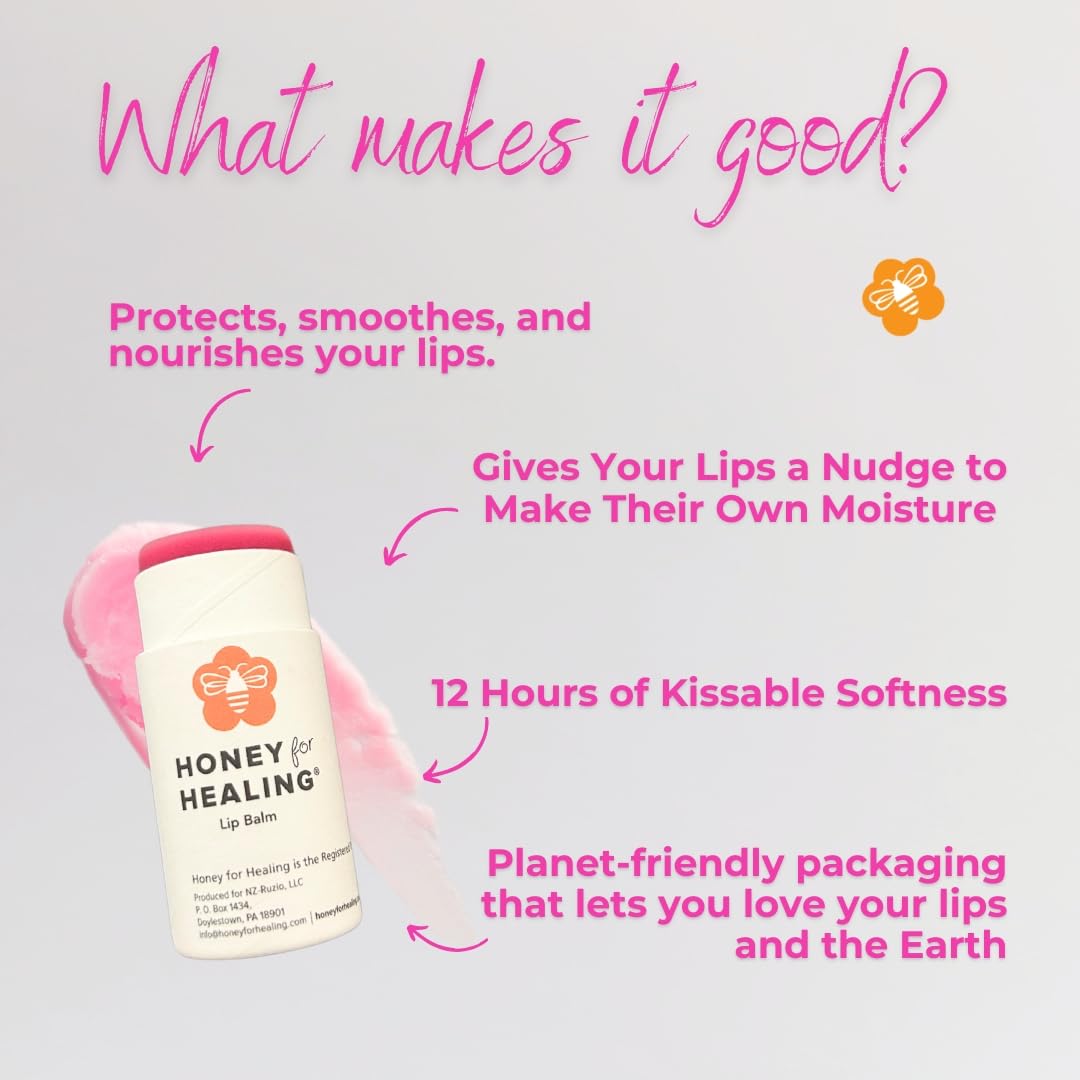 Manuka Honey Lip Balm 15+ UMF โ Ultra-Hydrating Formula with Beeswax, Castor Oil & Organic Coconut Oil | 12+ Hour Moisture | Eco-Friendly Recyclable Tube | 0.25 oz / 7 g (Soft Rose)