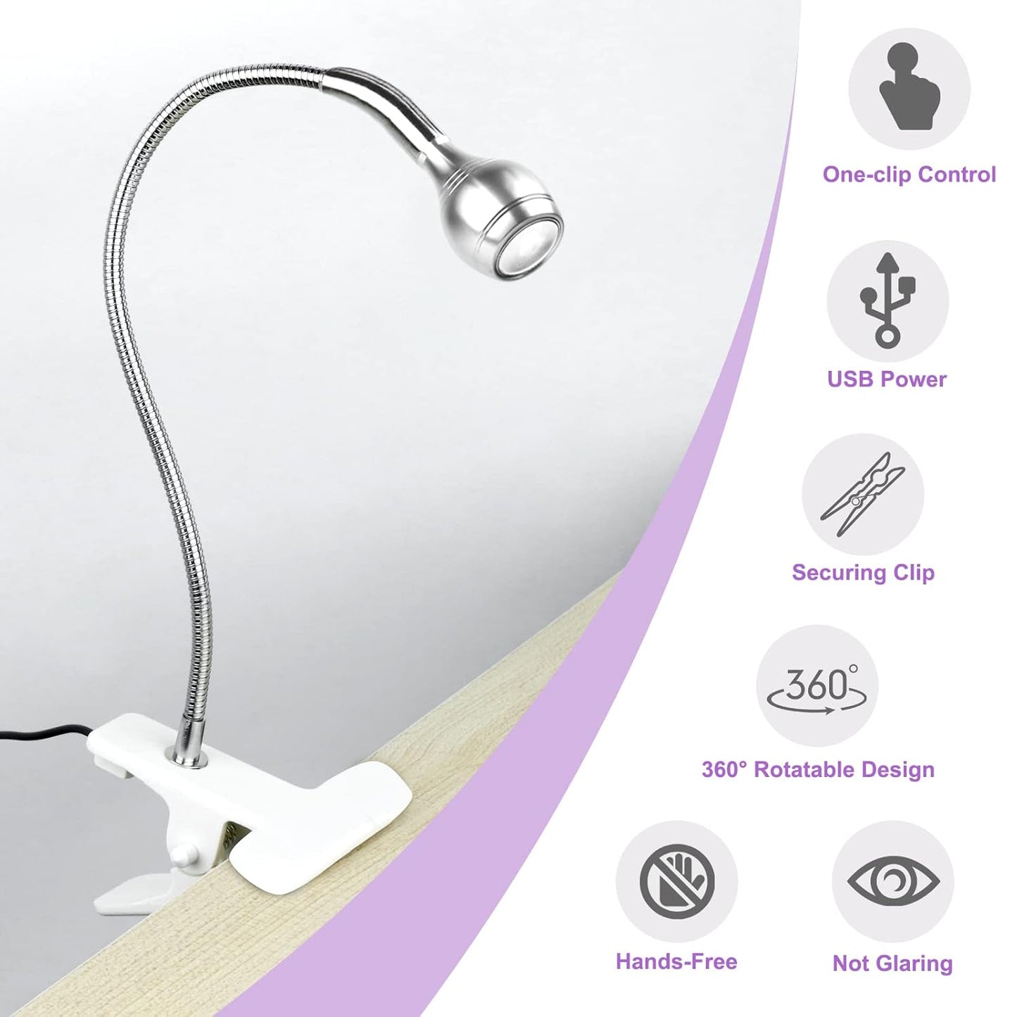 Saviland Mini Nail LED Lamp – Flexible Rotatable USB Quickly Nail Dryer Gel Lamp for Nails with Securing Clip Led Light for Nails for Curing Gel Polish U V Nail Gels Manicure DIY