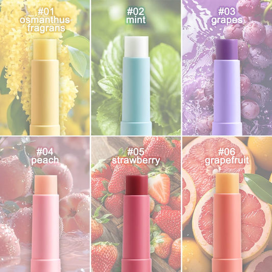 Nourishing Lip Balm for Dry & Chapped Lips, 6Pcs Ideal Lipstick Primer for Women, Deep Moisturization Chapstick, Vegan Tinted Lip Balm, Hydrating, Fall Winter Lip Care