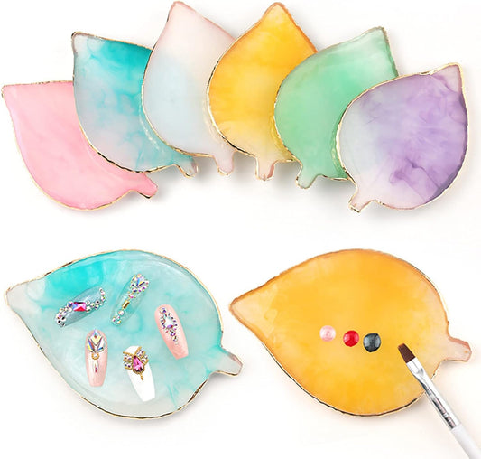 1 Piece Nail Art Palette Nail Polish Palette Mixing Palette Makeup Plate Nail Plate for Nail Art Nail Tip Holder Nail Art Display (yellow leaf)