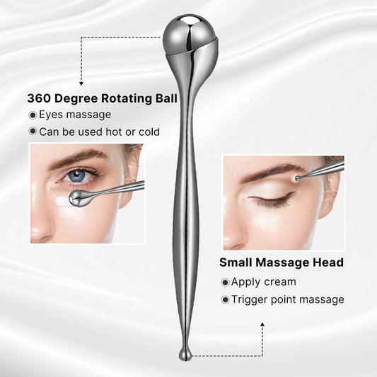 Eye Roller, Facial Roller Massager - Reduces Puffiness, Dark Circles, Cooling Therapy for Tired Eyes (with Applicator)