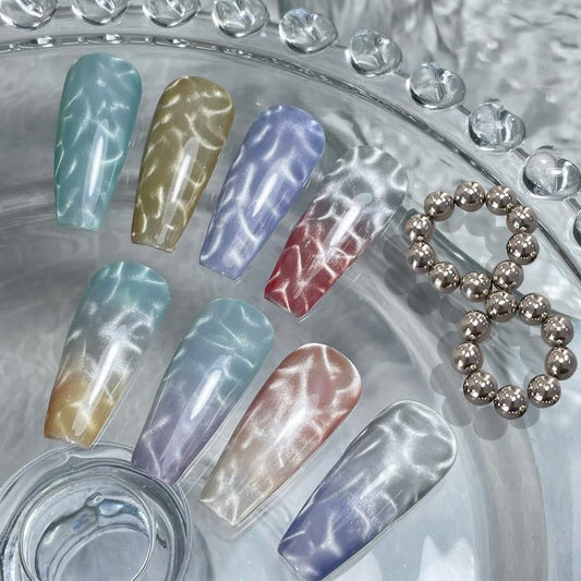 10Pcs Round Cat Eye Magnet Beads for Nails – Strong Magnetic Beads for Cat Eye Gel Polish, Water Ripple Nail Art Tool Set