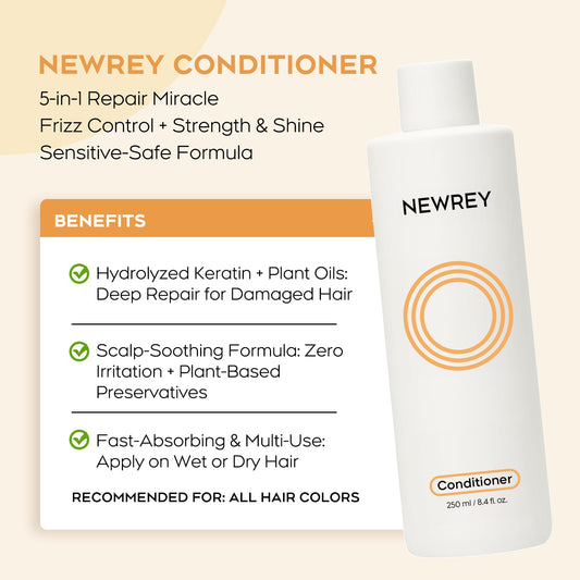 Hydrating Conditioner for Dry, Damaged Hair - 8.4oz | Moisture Repair Treatment with Hydrolyzed Keratin & Coconut Oil for Smooth, Shiny, Manageable Hair