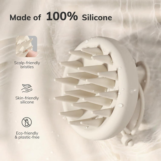 Sndyi Silicone Scalp Massager Shampoo Brush, Hair Scrubber with Soft Silicone Bristles, Scalp Scrubber/Exfoliator for Dandruff Removal, Wet Dry Scalp Brush for Hair Growth & Scalp Care, Oatmeal