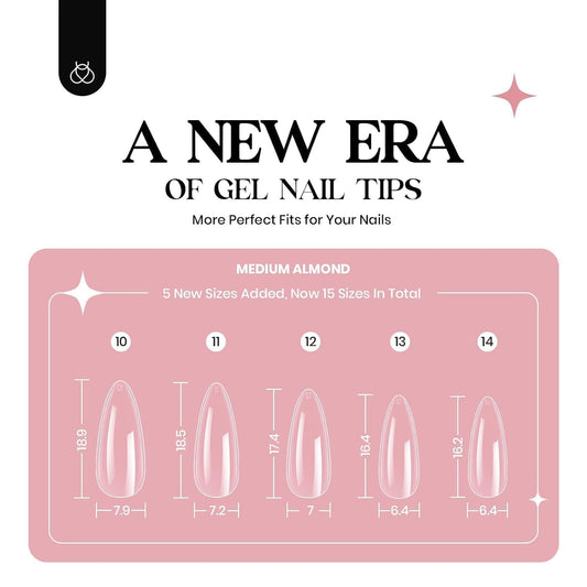 Beetles Gel Nail Kit Clear, Almond Medium, 600pcs 15 Sizes, with Pink Color Gel Top Coat 9 in 1 Glue Mini Nail Lamp, Fall Nails, Full Cover Easy Nail Extension Set for Home DIY Salon Gift for Women