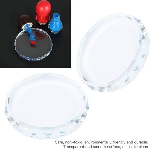 2PCS Nail Art Painting Color Toning Glass Board, Mixed Color Palette Makeup Display Board,Nail Polish False Eyelash Glue Hold Makeup Pallet Nail Art Display Cosmetic Mixing Tools