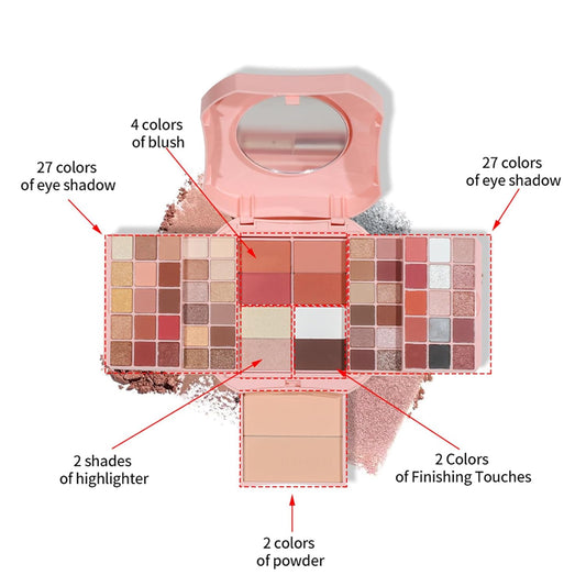 Makeup Eyeshadow Palettes, 64 Colors Protable Multifunction Blush Highlighter Contour Palettes with Matte Shimmer Pearl Makeup Effect for Daily Party Makeup - High Pigment Waterproof #5