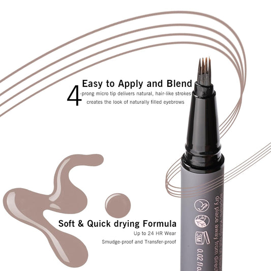 Eyebrow Pencil Grey Brown, Warm Grey Eyebrow Pen for Women, 4 Micro Tip Eyebrow Pencil to Create Realistic, Natural Brows, Durable and Smudge-Proof for 24H YES.EYE DO (Natural Charcoal-Warm Gray)