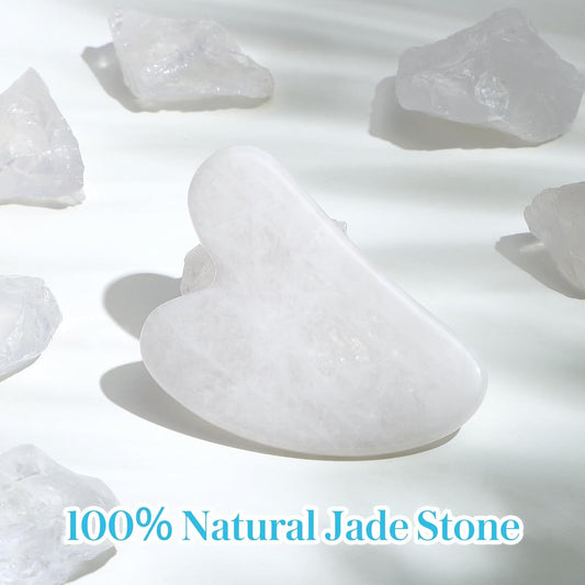 Guasha Tool for Face: White Jade Gua Sha Facial Tools - Gua Sha Stone for Face and Body Skin Massage - Guasha Jade Stone Scraping Massager for SPA Acupuncture, Therapy Trigger Point Treatment