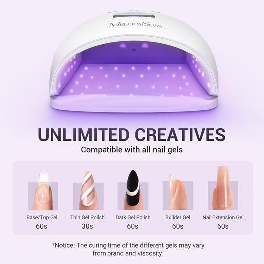 Melodysusie UV Nail Lamp, Plus30I UV Light for Gel Nails True 54W Professional Led Nail Dryer with 3 Timer, Smart Sensor, LCD Display, Detachable Tray Fast Curing Nail Art Tools Manicure Accessories