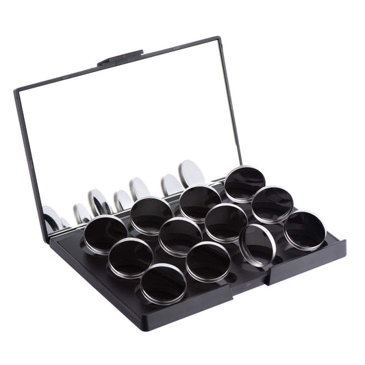 Empty Magnetic Eyeshadow Makeup Palette with Mirror and 12Pcs 26mm Round Metal Pans