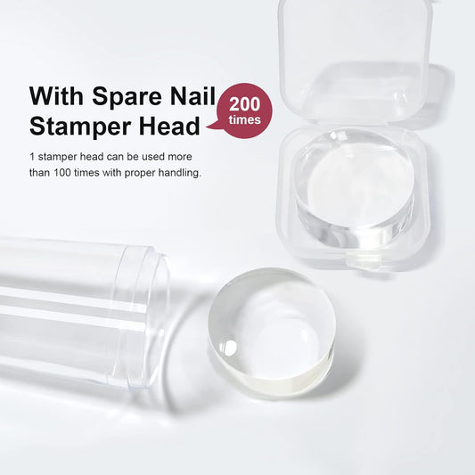 Nail Art Stamper Clear Silicone Nails Stamping Jelly with Scraper Transparent Visible Body DIY Manicure Nail Art Tool A