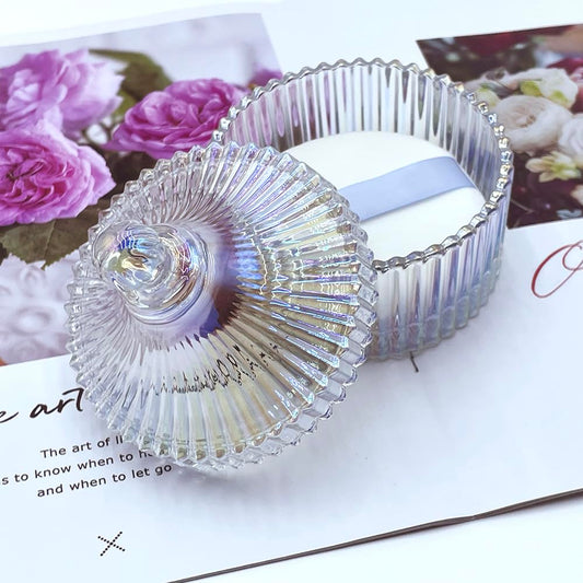 Ultra Soft Powder Puff and Container 3.3" High Density Velvet Dusting Washable Reusable Powder Puff,Body Powder Puff and Glass Jar Holder Loose Powder Box with Puff for Face Makeup(Dazzling colors)