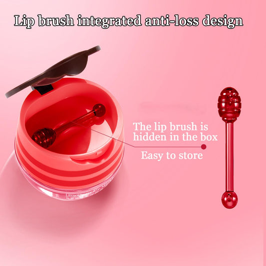 2 Pcs Lip Balm Honey Pot,Honey & Strawberry Lip Mask Propolis Moisturizing Lip Balm with Stick,Prevention Dry and Cracked Lip Scrubs,Exfoliator Lip Wrinkle Skin Care Products