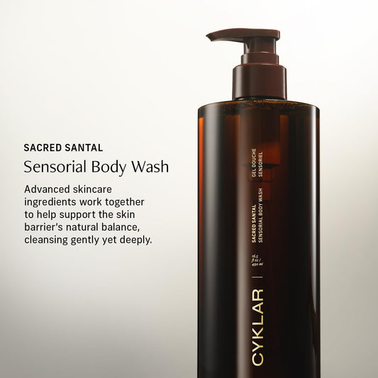 Sensorial Body Wash. Sacred Santal Hydrating Cleanser with Moisture Locking Multi-Oil Complex, Sodium PCA and Glycerin. Nourishing Shower Gel for Women and Men, 16.5 Fl Oz Luxury Bodywash