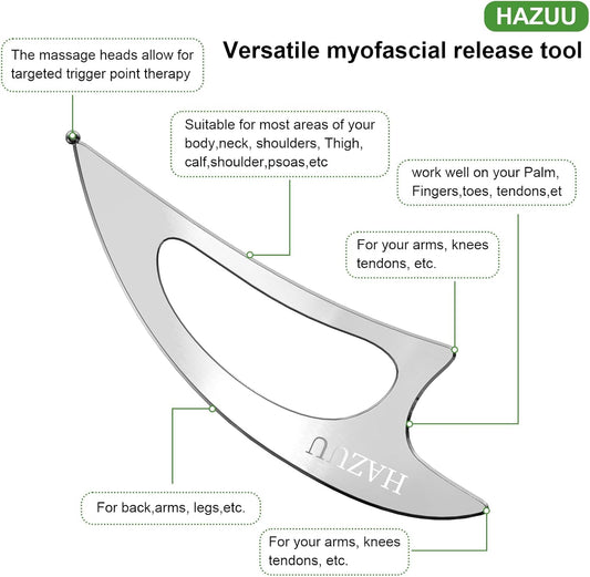 Stainless Steel Guasha Scraping Massage Tool for Soft Tissue Therapy, Ideal for Back, Legs, Arms, Neck, Shoulder Relief (Moon Shape)