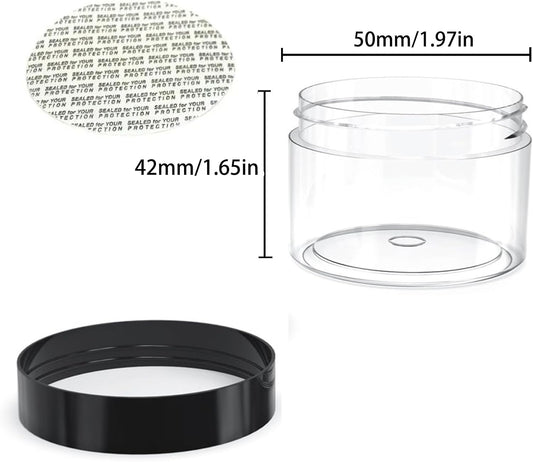50 Pieces 2oz Plastic Jars with Lids Clear Round Cosmetic Container Empty Storage Jars for Makeup,Jewelry,Samples,Travel Storage