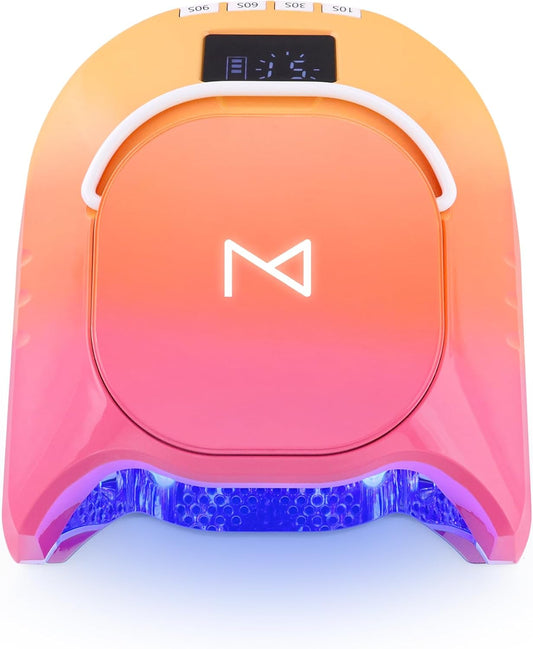 GlowPro Professional Hybrid 86W Wireless Rechargeable LED Nail Curing Lamp - Dries Gel Nails Fast, Ideal for Manicure & Pedicure (Ombre Orange)