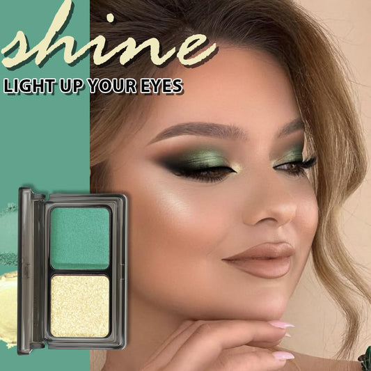 AMY'S DIARY 2 ColorLime Gold Shimmer+Emerald Green Matte Eyeshadow Palette – Shimmer matte Shades eye shadow for Eye Makeup, Long-Lasting & Highly Pigmented, Vegan & Cruelty-Free for woman