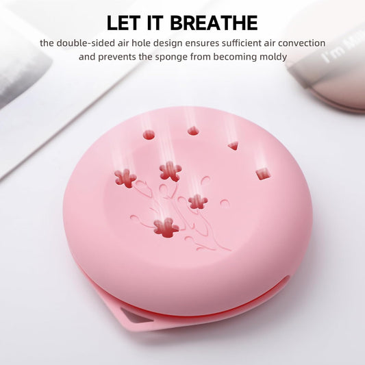 2 Pcs Makeup Sponge Holder,Beauty Blender Case, Powder Puff case, Beauty Blender Holder for Travel(Pink)
