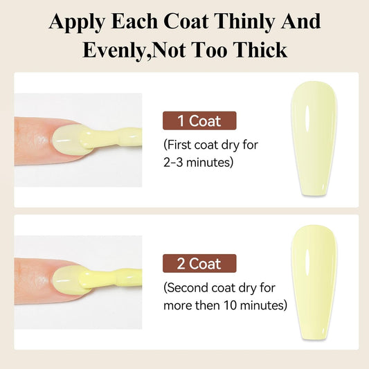 Yellow Nail Polish Quick Dry Pastel Nail Lacquer Sheer Color, Light Yellow Regular Fast Dry Fingernail Polish Bulk Non Gel Long-Lasting DIY Salon Gift For Women