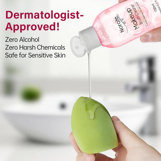 Norate Makeup Brush Cleaner, Make Up Brush Cleansers Solution, Makeup Cleaner for Makeup Brushes, Beauty Sponge, Powder Puff, Deep Clean Brush Shampoo, Gentle Formula Cruelty Free 5.3 FL.OZ