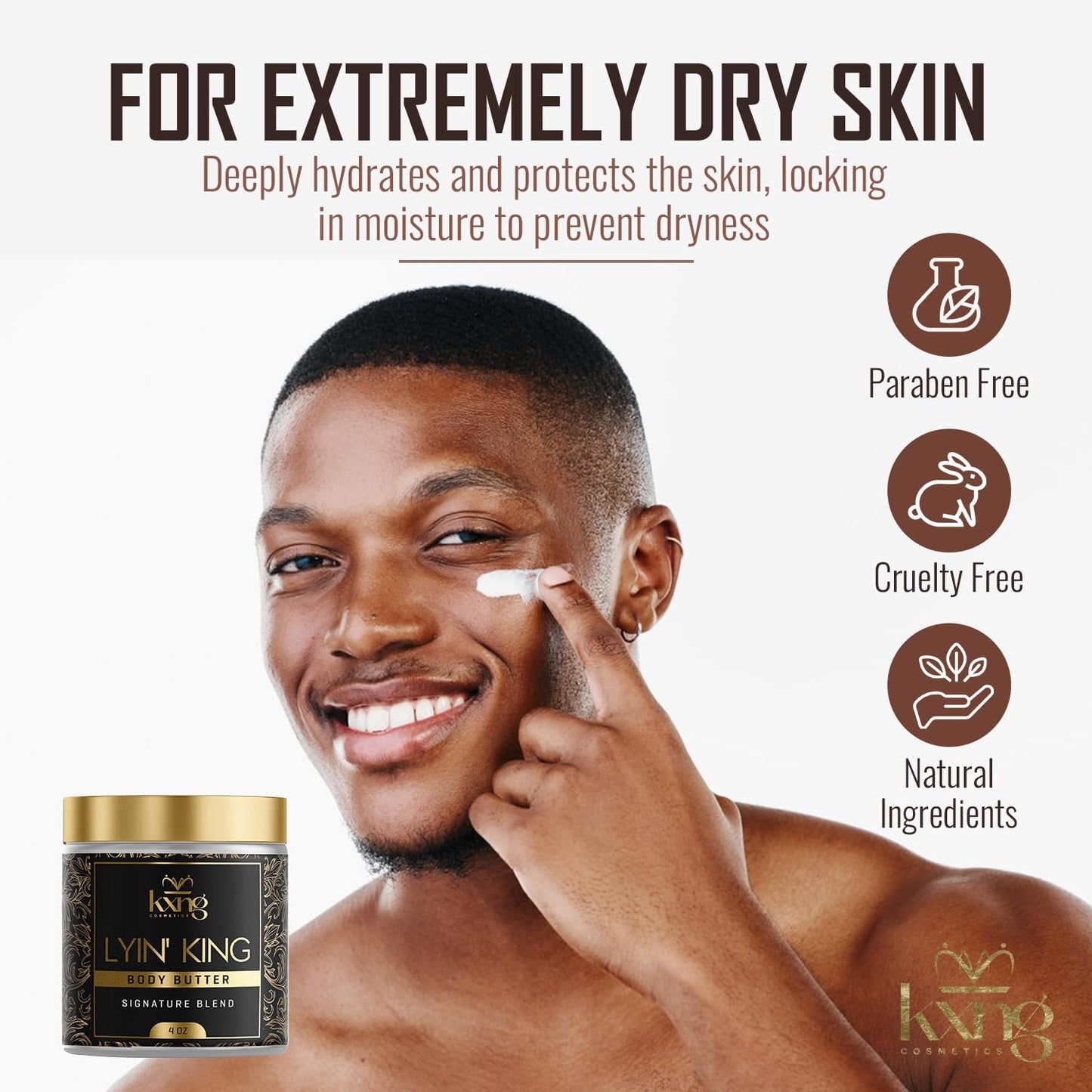 KXNG Cosmetics, Body Butter, Organic Skin Care for Men and Women, Body Moisturizer Lotions and Creams, Raw Shea Butter, Cocoa Butter, Mango, Coconut Oil, Hand, Foot, All Skin Types (Lyin’ King)