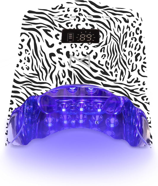 M - NEO Cordless & Rechargeable Nail Curing Lamp 78W with 4 LCD Time Display Timer, Auto Sensor, and Spacious Interior for All Hand Sizes and Nail Lengths (Zebra)