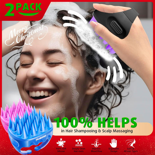 Cbiumpro 2-Pack Scalp Massager Shampoo Brush, Ultra Soft Silicone Scalp Scrubber Exfoliator Brush for Hair Growth & Dandruff Removal - 100% Fit All Hair Types
