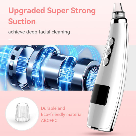 Blackhead Remover Pore Vacuum Upgraded Facial Pore Cleaner Electric Comedone Whitehead Extractor Tool-5 Suction Power,5 Probes,USB Rechargeable Blackhead Vacuum Kit for Women & Men