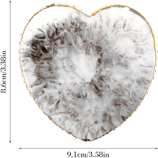 Sibba Resin Nail Art Palette Nail Mixing Palette Polish Color Mixing Plate Golden Edge Nail Holder Display Board Heart Shape Cosmetic Mixing Tools