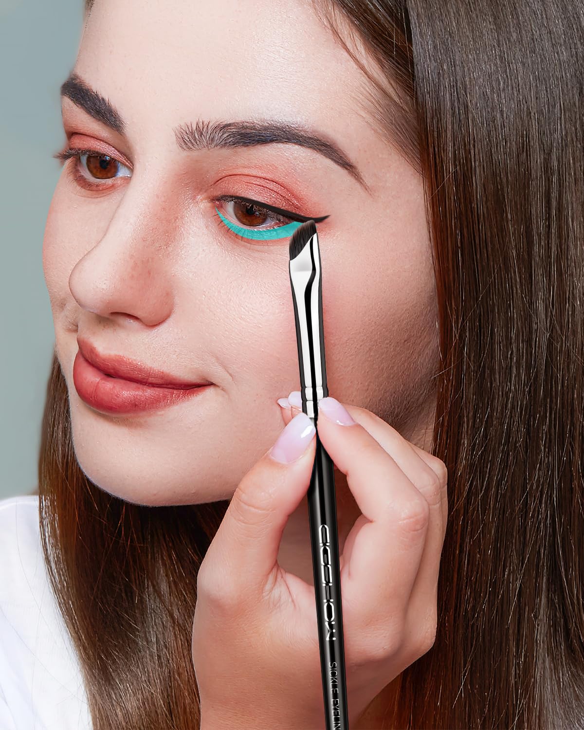 Eyeliner Brush, EIGSHOW Sickle Angled Gel Eyeliner Makeup Brush for Precise Eye Liner, Eyebrow, Eyelid with Ultra Thin Curved Vegan Bristles (E865)