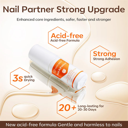 Modelones Nail Glue for Press Ons, Press On Nails and Acrylic Nails, 10 ML Super Strong Long Lasting Gel Nail Glue for Nail Tips, Upgrade Safety Non-Acid Non-Toxic, No need LED Lamp