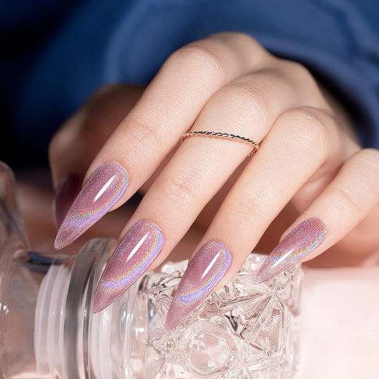 RARJSM Cat Eye Gel Nail Polish, Galaxy Chameleon Magnetic Gel Pink Holographic Glitter Soak Off U V L E D DIY Manicure Art for Salon Designs and Home DIY 7.5ML/0.26fl oz