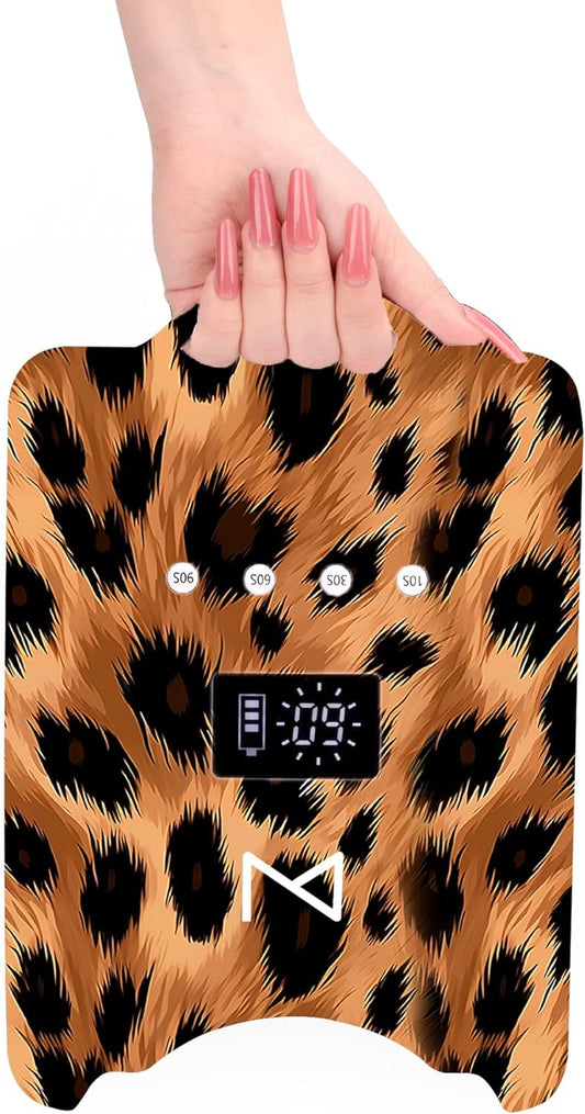 M - NEO Cordless & Rechargeable Nail Curing Lamp 78W with 4 LCD Time Display Timer, Auto Sensor, and Spacious Interior for All Hand Sizes and Nail Lengths (Leopard)