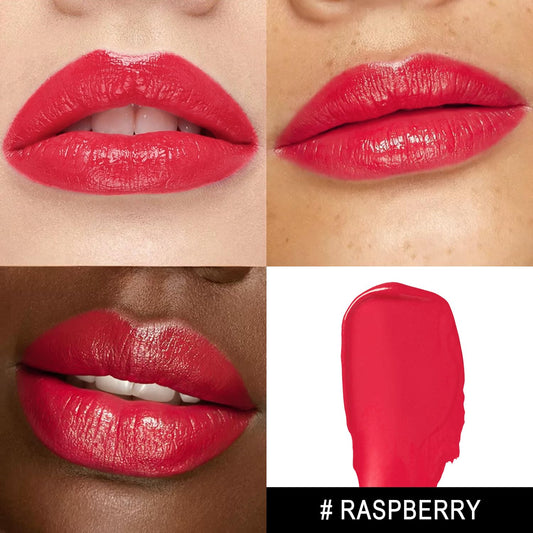 MAKI YIKA Moisture Red Lipstick for Women Hydrate Tinted Lip Balm for Dry Cracked Lips Weightless Glossy Lip Color Juicy Finish, MA066 Raspberry