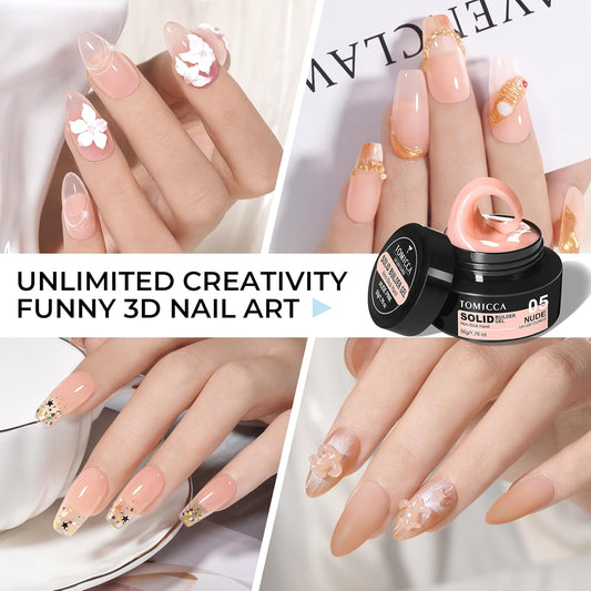 TOMICCA Hard Gel 3D Gel Nail Art Solid Builder Gel for Nails 50g 3D Nail Gel Sculpting Gel for Nail Art Non-Sticky Hand Hard Gel Carving Gel Nail Glue Extension Gel Nude