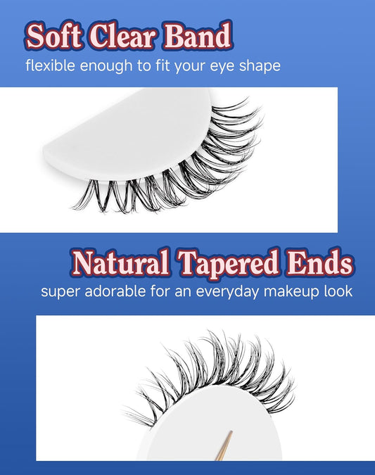 Lashes Wispy Short Eyelashes Natural Look False Eyelashes Strip Eye Lash Soft Lashes Fluffy Pack 7 Pairs Everyday Lash SF-03