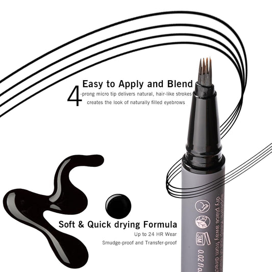 Eyebrow Pencil Black, Microblading Eyebrow Pen for Women, Long lasting Black Brow Pencil for 24H Perfect Brows, Hair Like Strokes, Smudge-Proof YES.EYE DO (Black Out- Natural Black)
