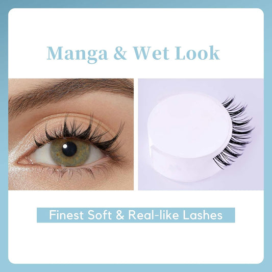 GAQQI Lash Clusters Manga Eyelash Clusters 10-14mm Wet Look Spiky Cluster Lashes 120PCS, Cluster Eyelash Extensions C Curl, Invisible Band Ultra-thin & Soft Clear Band False Lashes (HEROINE)